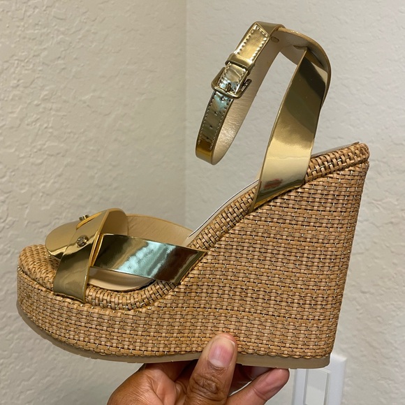 Jimmy Choo Gold Wedge Espadrilles - Picture 5 of 6